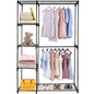 Metal Closet Deluxe Double Rod Freestanding Closet Clothes Storage Organizer Coat Storage Wardrobe Metal Shoes Storage Rack with 5-Tier Wire Shelving
