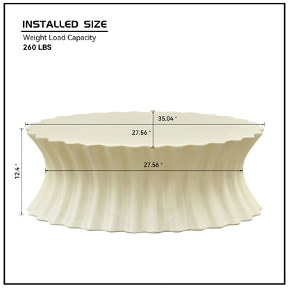 35.04 Inch Oval Coffee Table - Vintage Sturdy Fiberglass