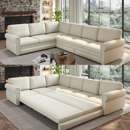 118" L-Shaped Convertible Sofa Bed