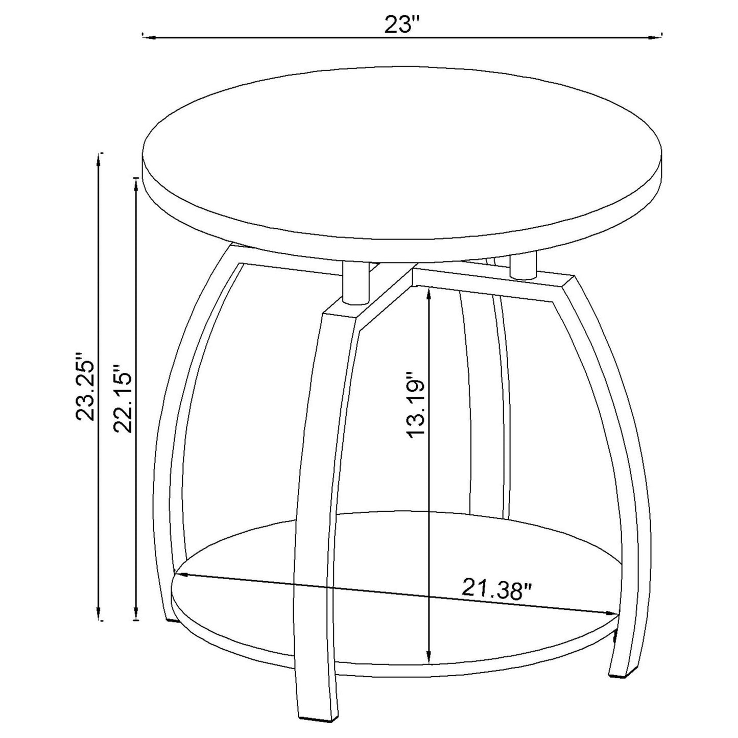 Dacre 2-piece Round Coffee and End Table Set Dark Charcoal