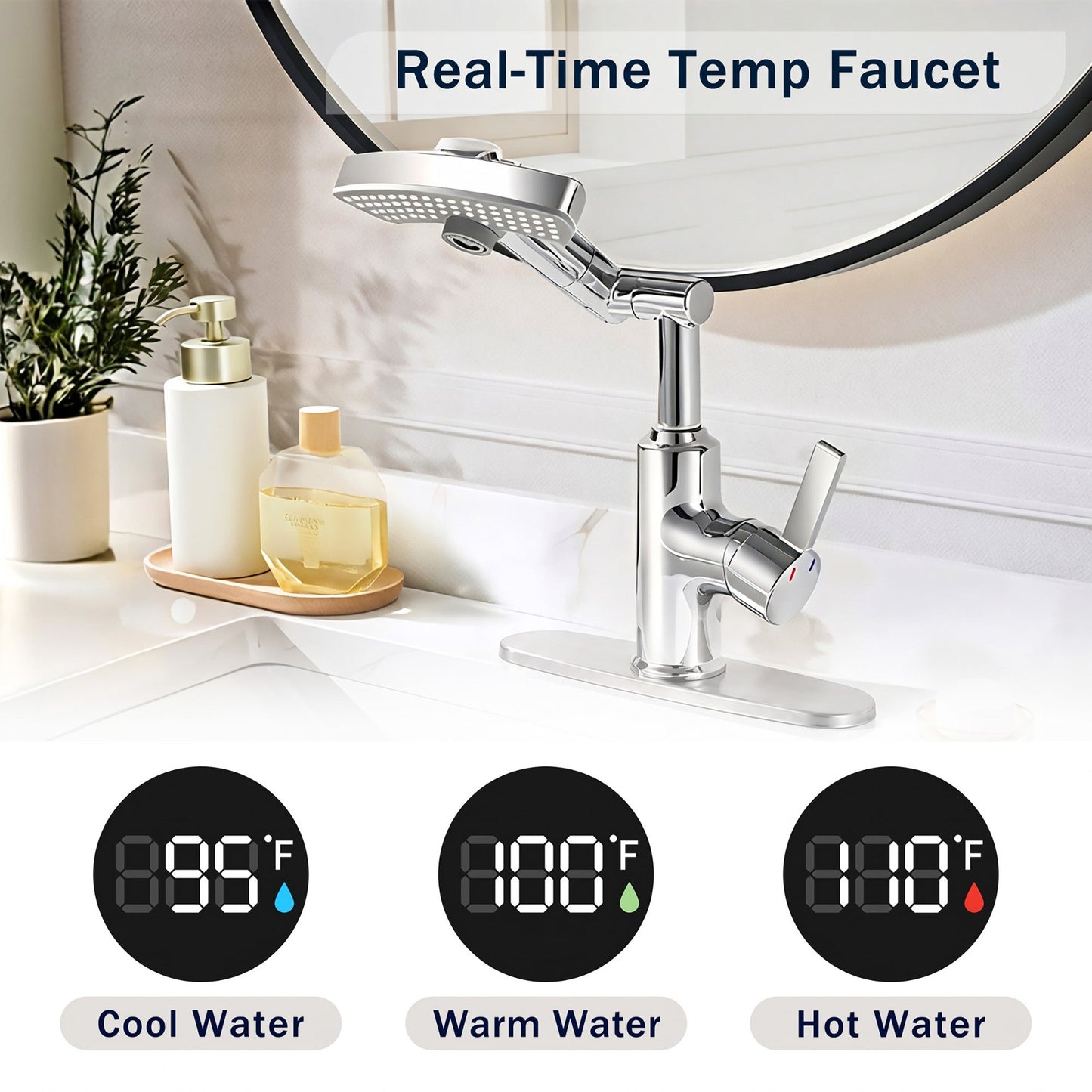 LED Temperature Display Bathroom Faucet with Digital Screen