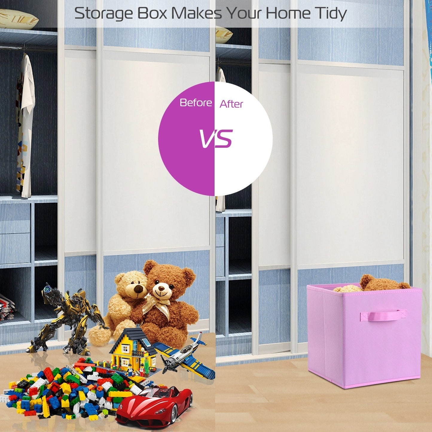 iMounTEK 4 Pack Foldable Storage Cube Bins Cloths Closet Space Organizer Basket Shelves Box for Clothes Toys Books Cabinet