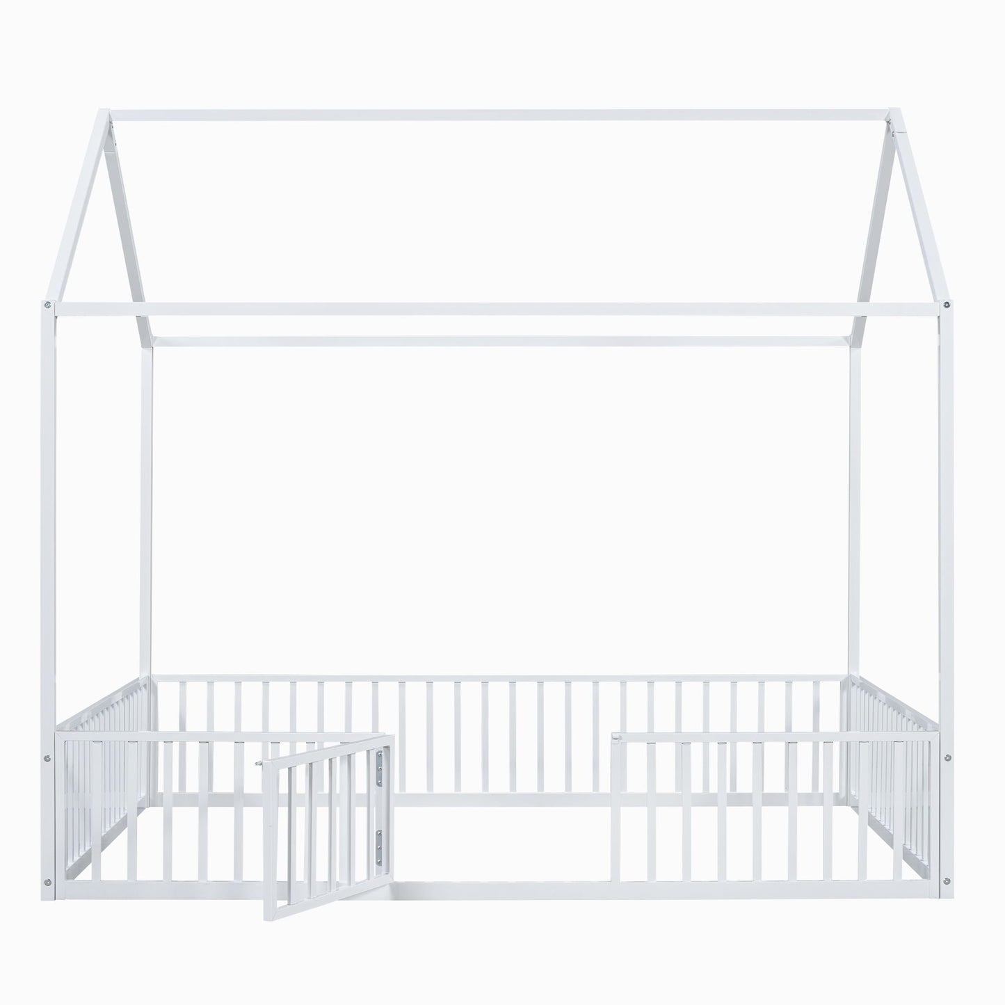 Metal House Bed With Fence And Door