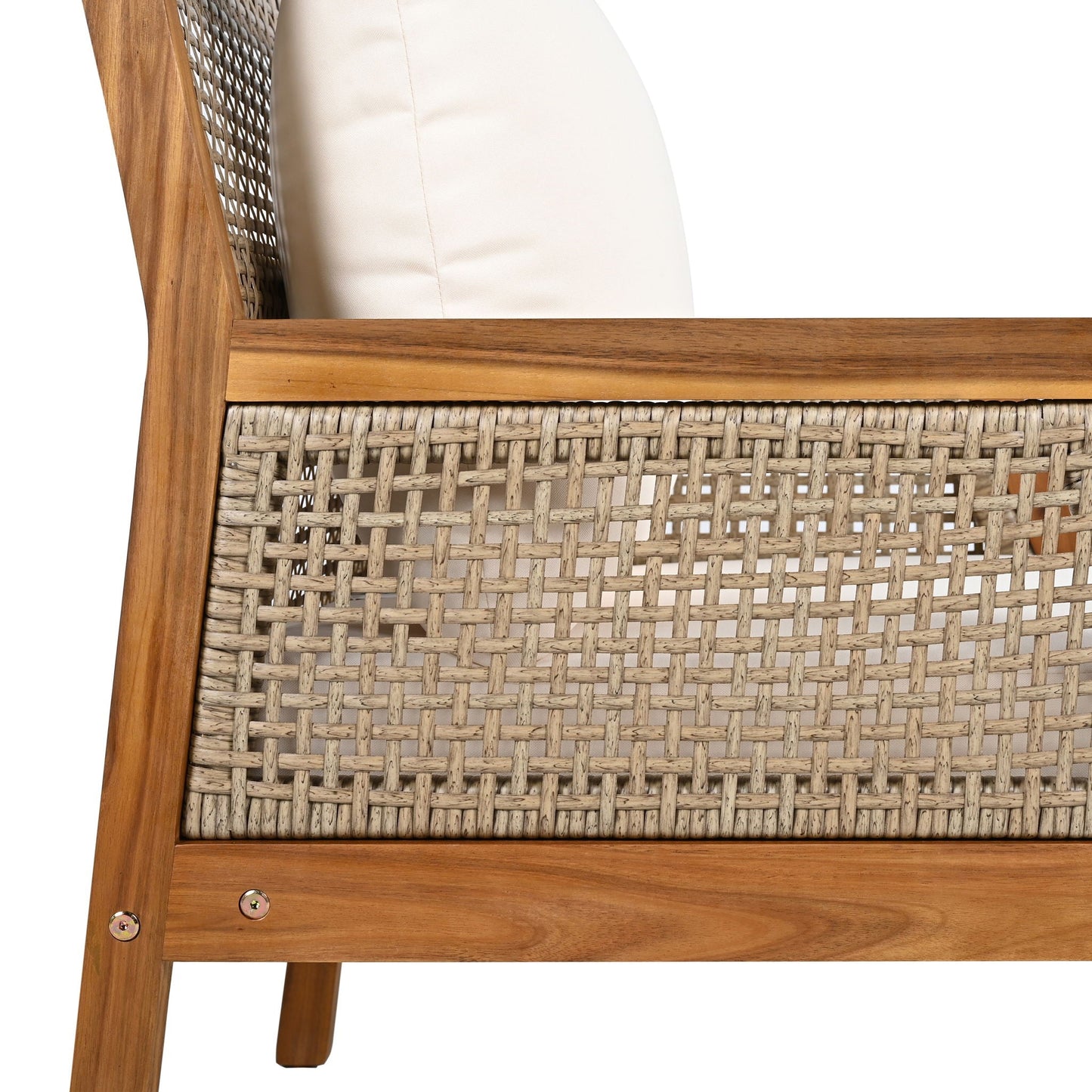 Acacia Wood Patio Furniture Club Chair, Outdoor Wicker Armchair