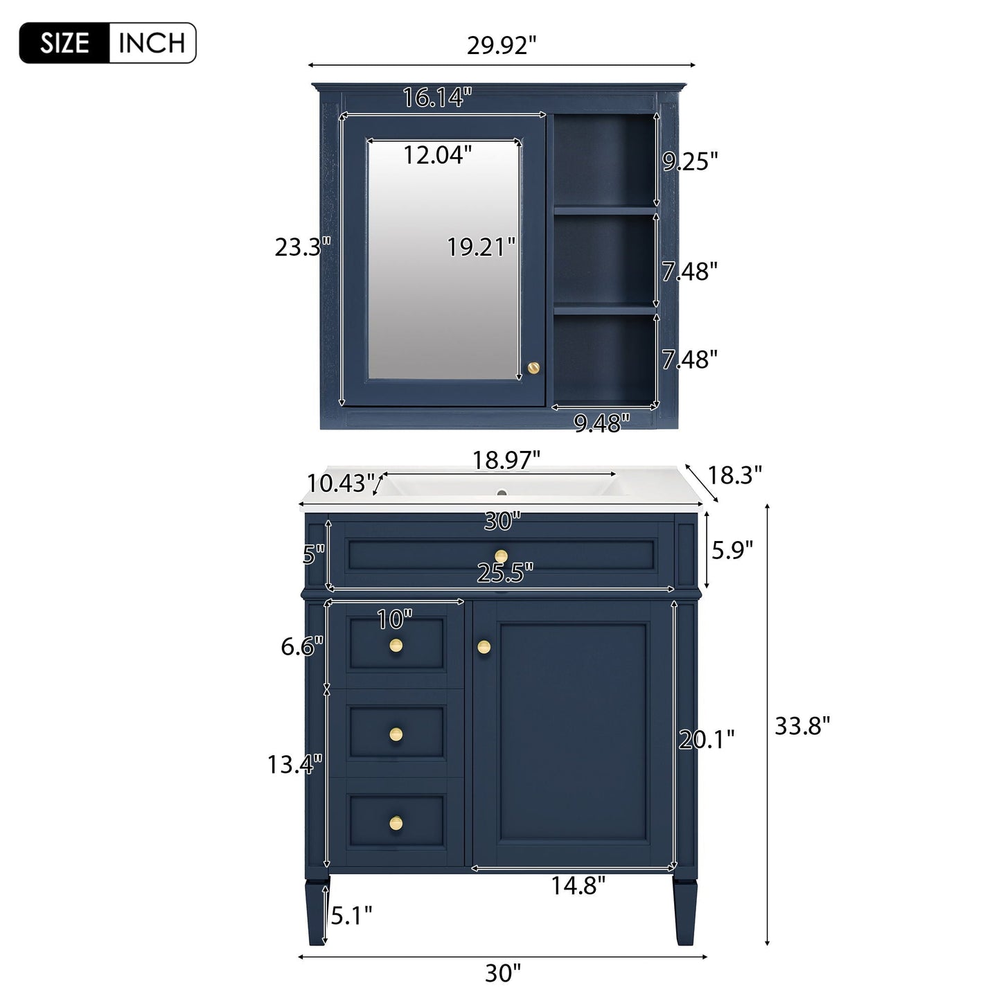 Bathroom Vanity With Medicine Cabinet and Storage