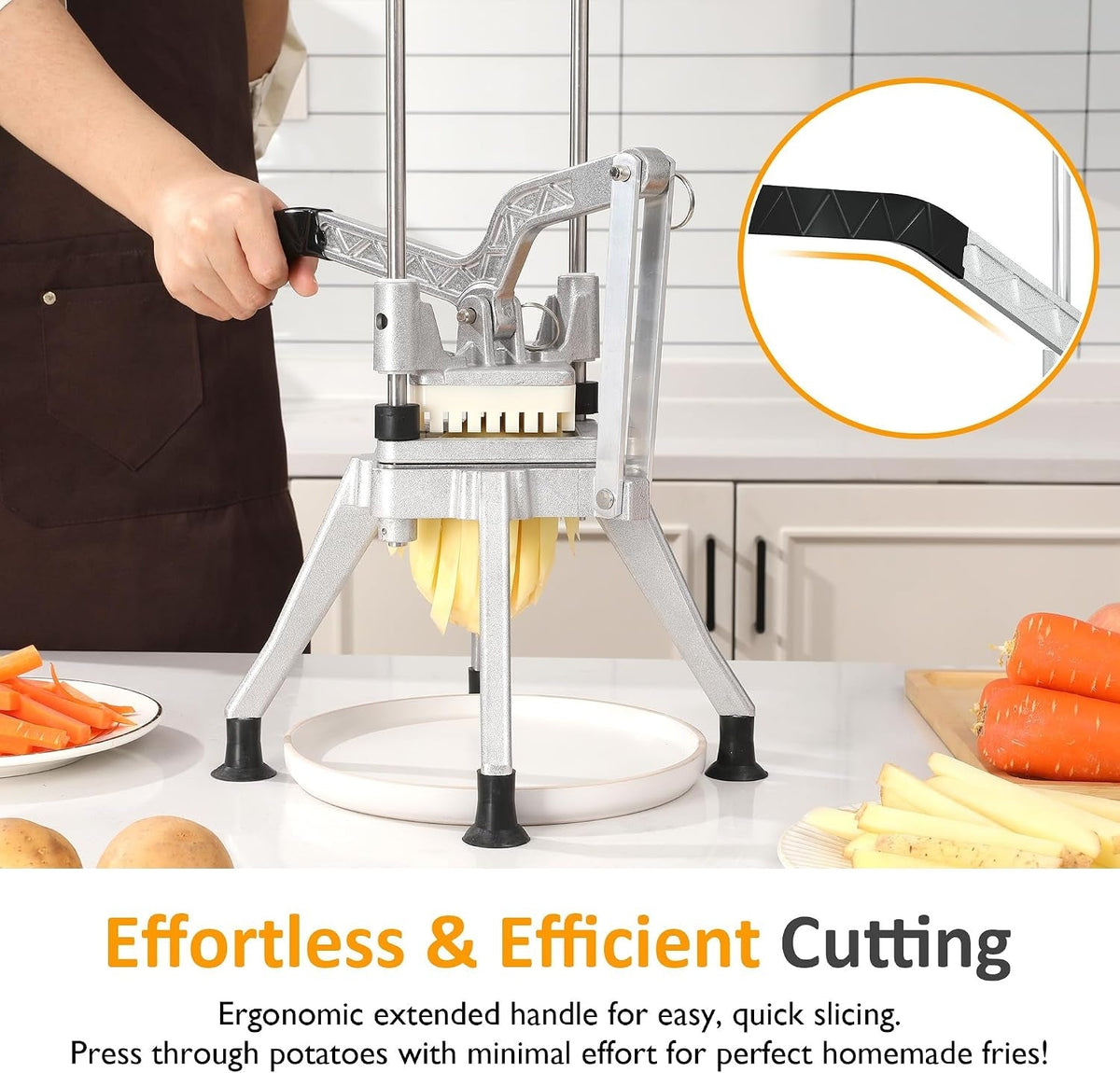 Commercial French Fry Cutter with Replaceable Blades - Aluminum
