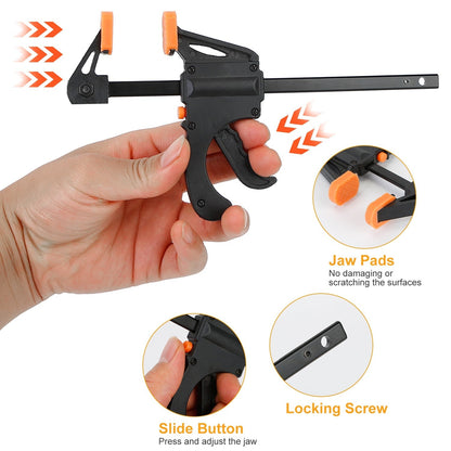 2Pcs Wood Working Bar F Clamp Grip Quick Grip Ratchet Release Squeeze Clamps For Carpentry DIY Woodwork