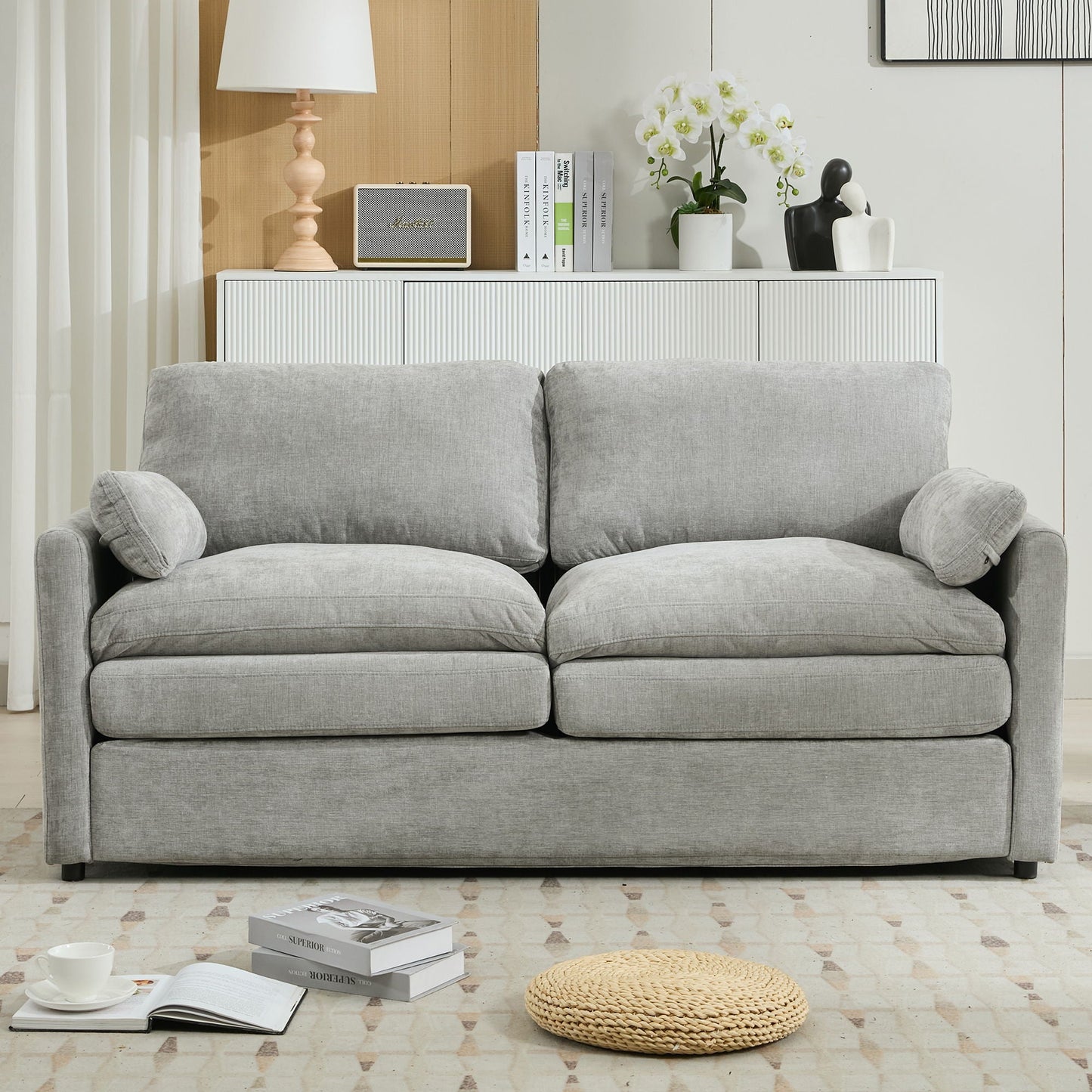 Cozy Upholstered Cushion Loveseat Sofa For Living Room