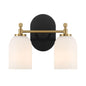 Vortex - 2 Lights Vanity In Style For Over Bathroom Mirror Wall Sconce - Black / Gold / White