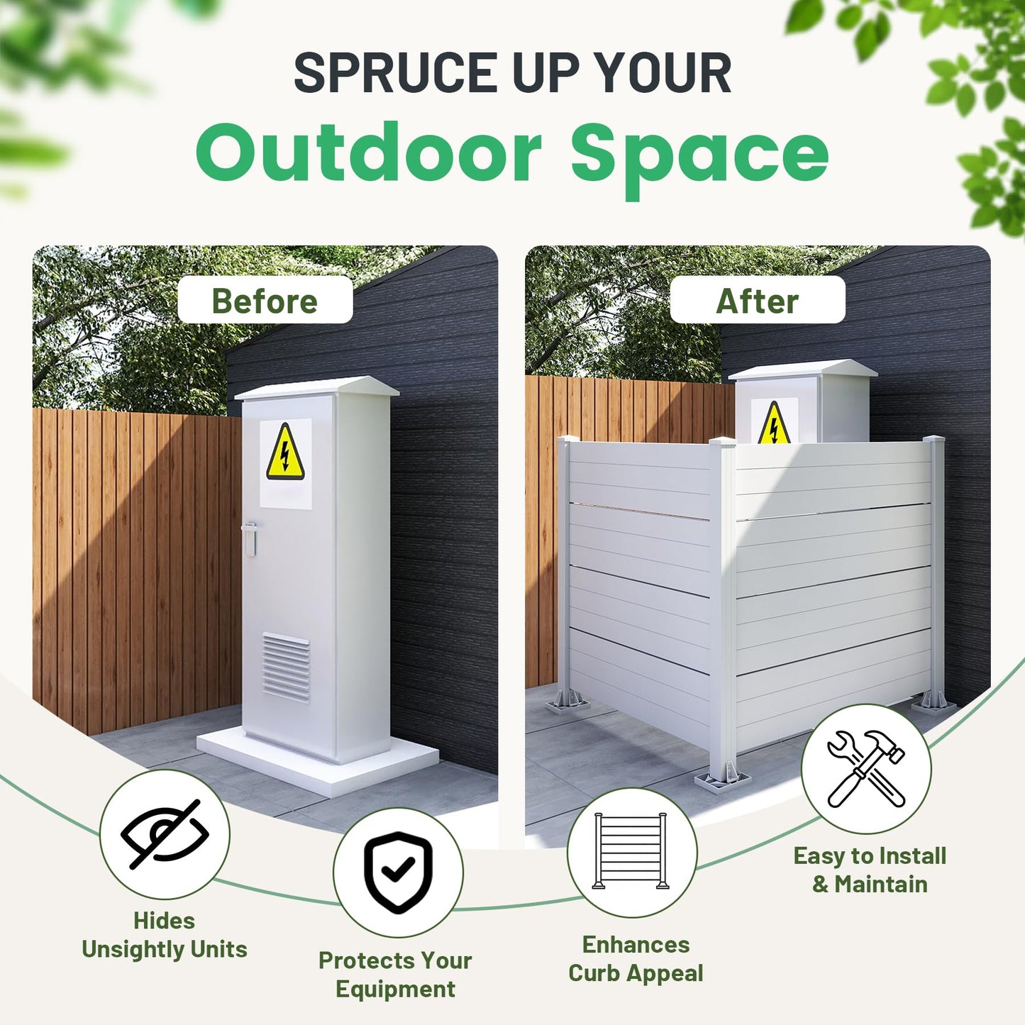 50" W x 49" H Outdoor Privacy Screen with Aluminum Posts, 2 Panels