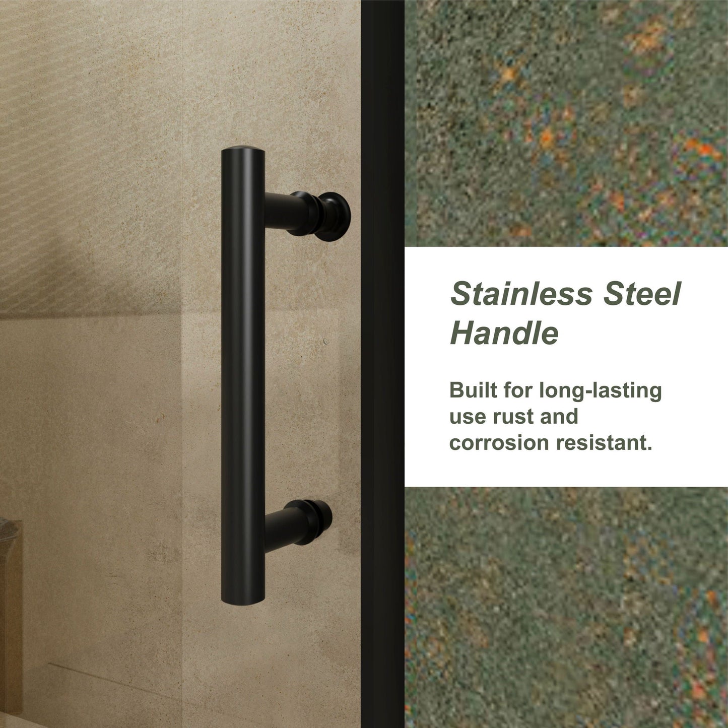 Single Sliding Shower Door, Thick Clear Tempered Glass Shower Door With Stainless Steel Handle