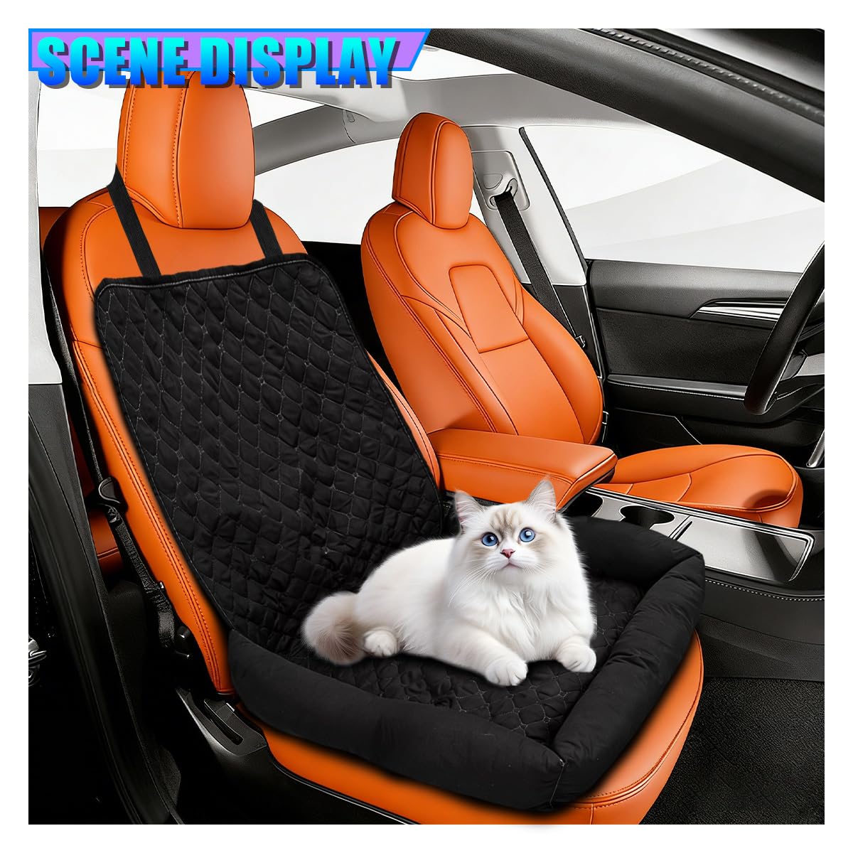 Dog Car Seat For Small Medium Dogs, Pet Front Seat Protector, Black Waterproof & Scratch-Proof Dog Car Seat Cover Booster Sofa, Non-Slip Portable Travel Safety Pet Carrier Bed For Car Truck SUV