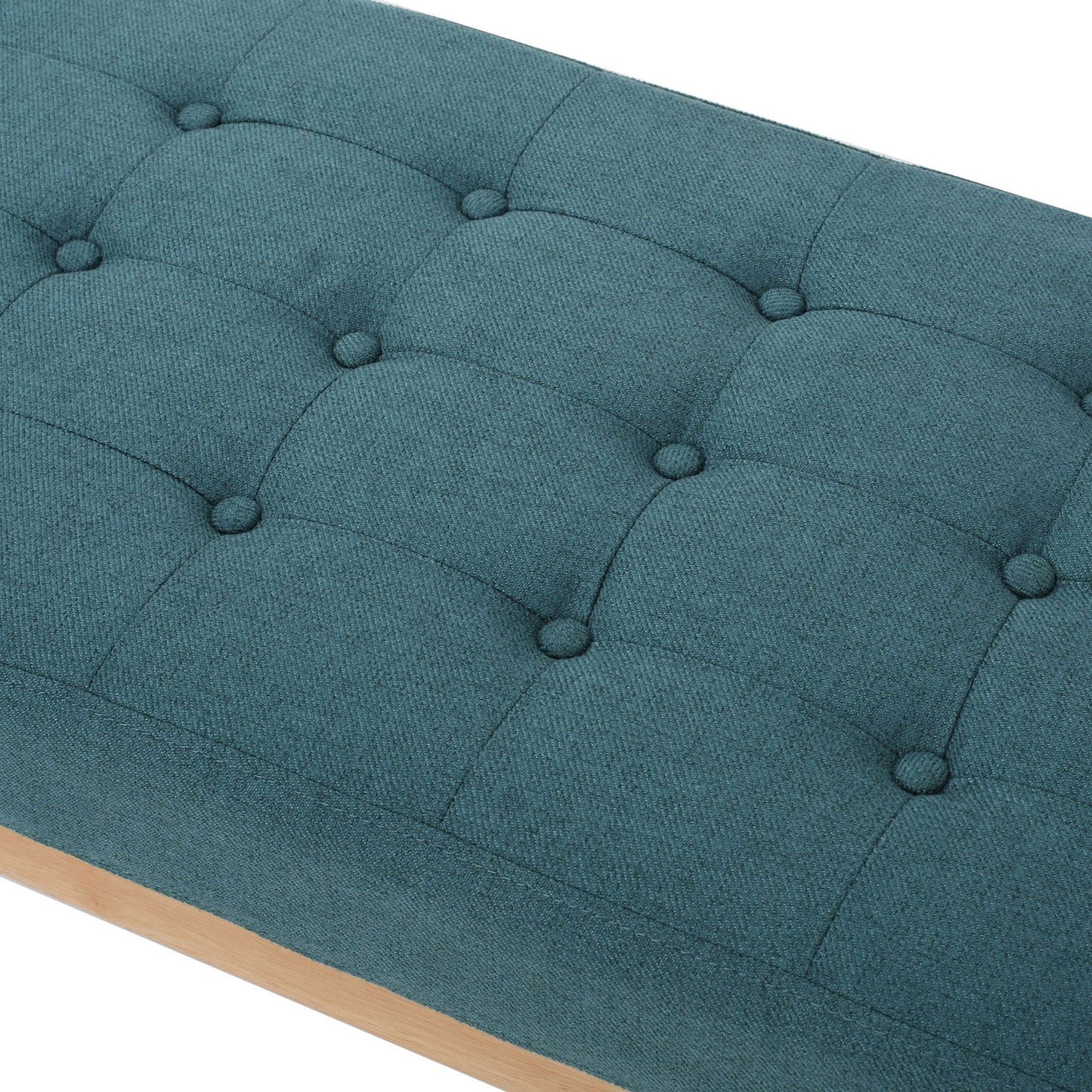 Vibratory Button Tufted Upholstered Ottoman with Splayed Wooden Legs