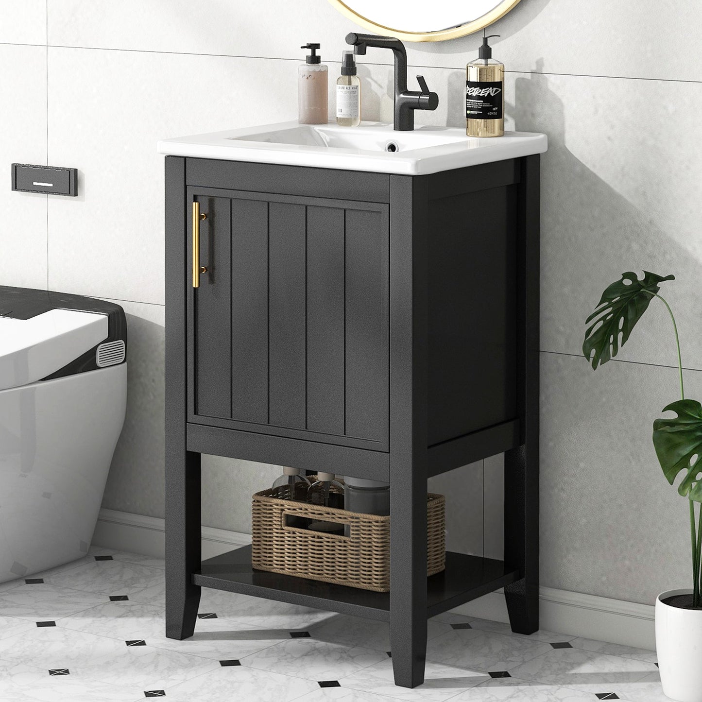 20" Bathroom Vanity with Sink and Storage Rack