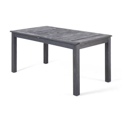 Outdoor Acacia Wood 7 Piece Expandable Dining Set, Sandblasted