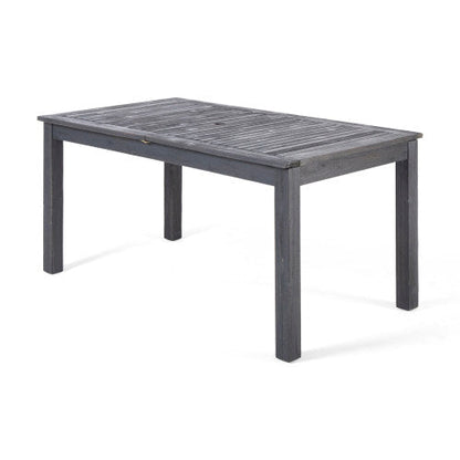 Outdoor Acacia Wood 7 Piece Expandable Dining Set, Sandblasted