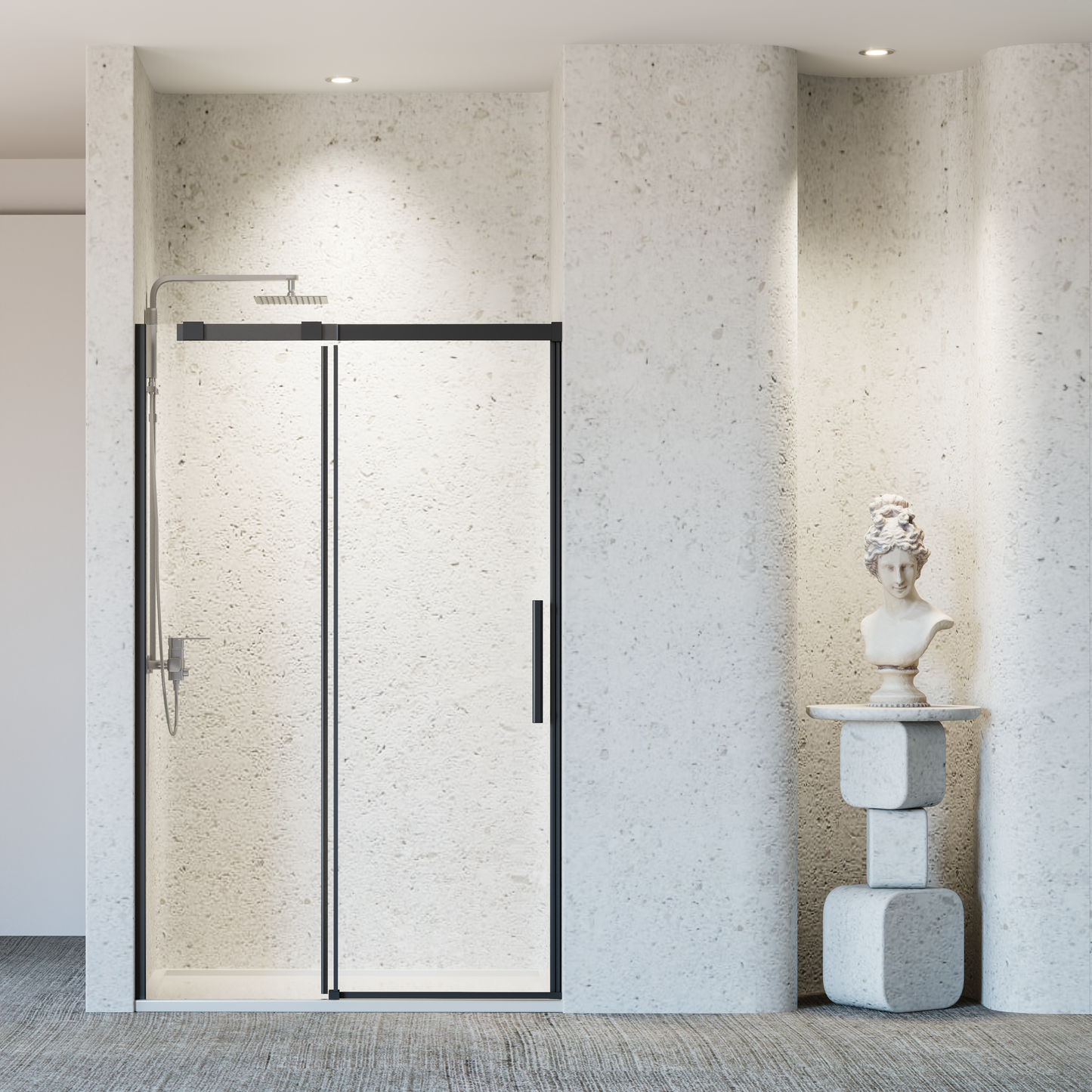 46-48" W x 76" H Frameless Single Sliding Shower Door Matte Glass