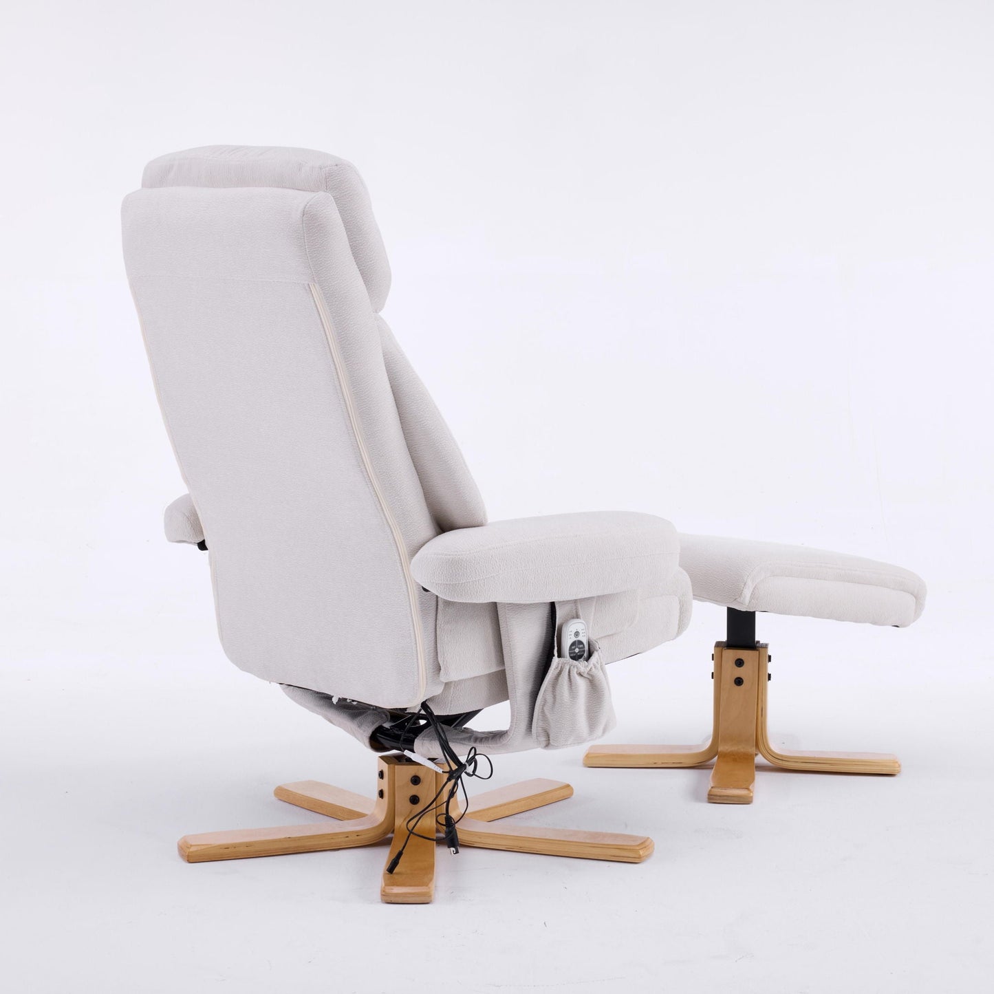 Upholstered Heated Massage 360° Swivel Accent Chair With Ottoman