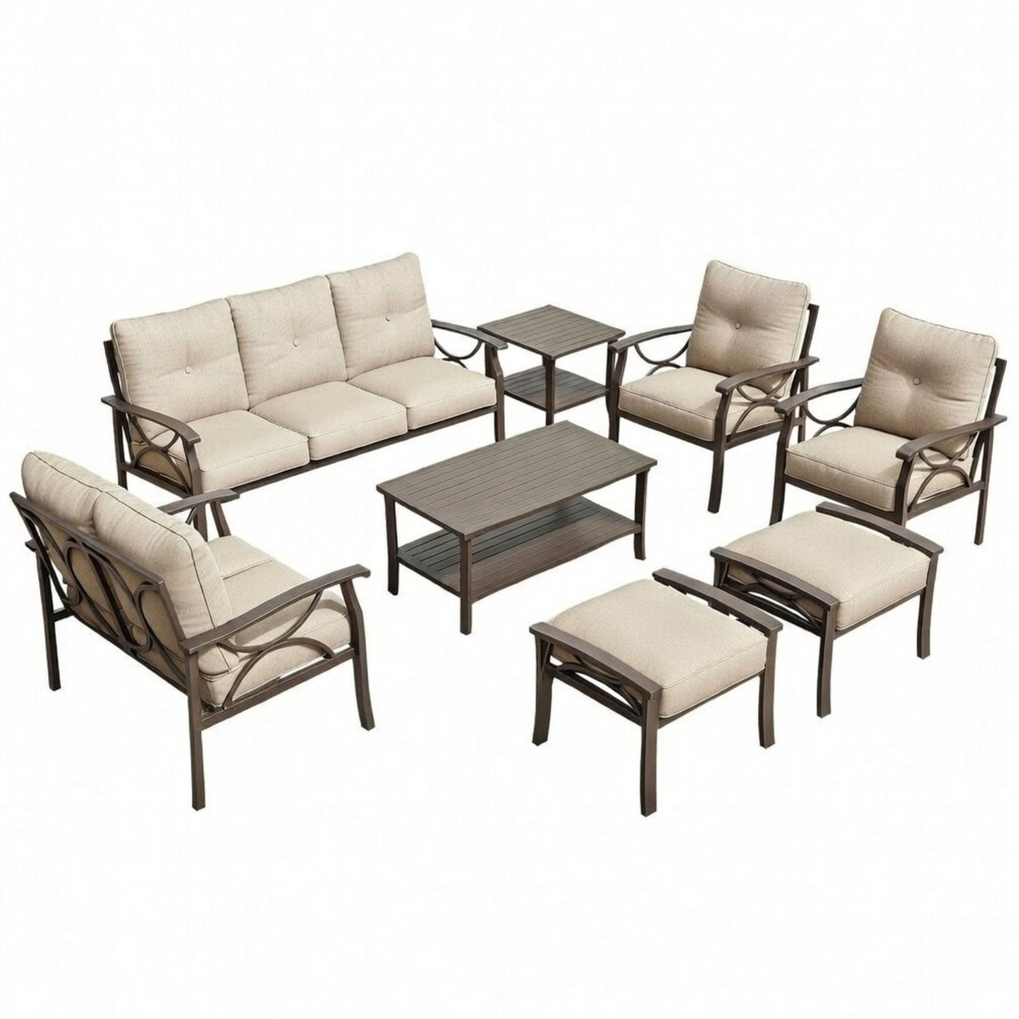 Patio Furniture Set with Coffee Table and Cushions for Backyard