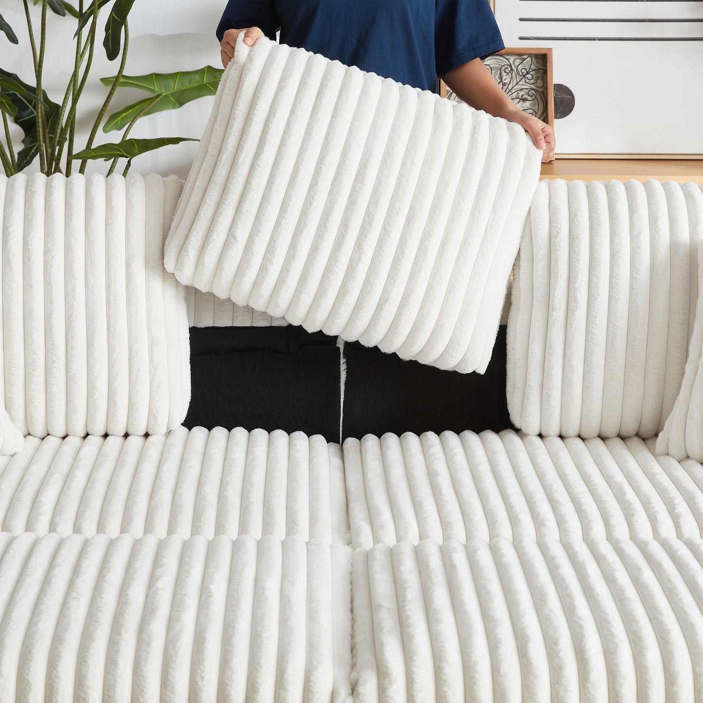 3 Seater Sofa With 2 Ottomans For Living Room