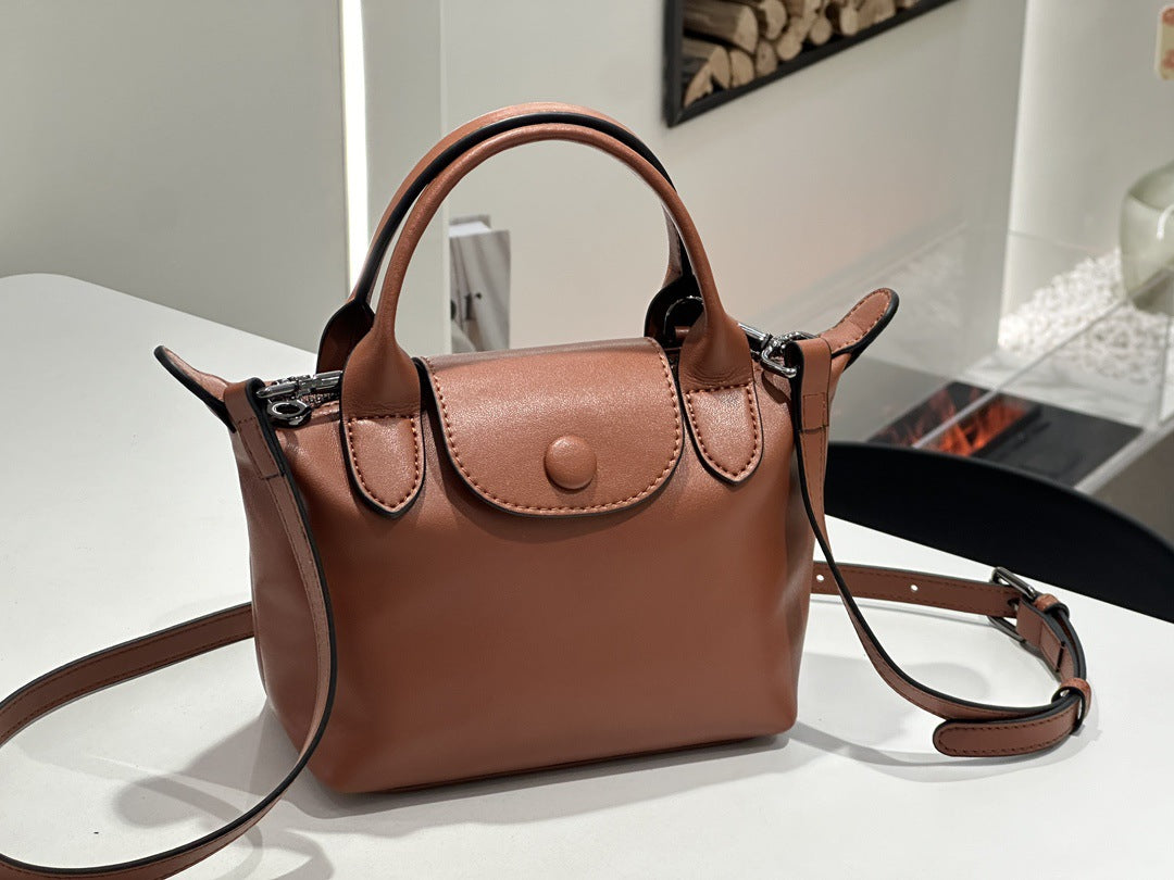 2026 New Genuine Leather Dumpling Bag For Women, Niche Design, Soft Leather Shoulder And Crossbody Mini Handbag