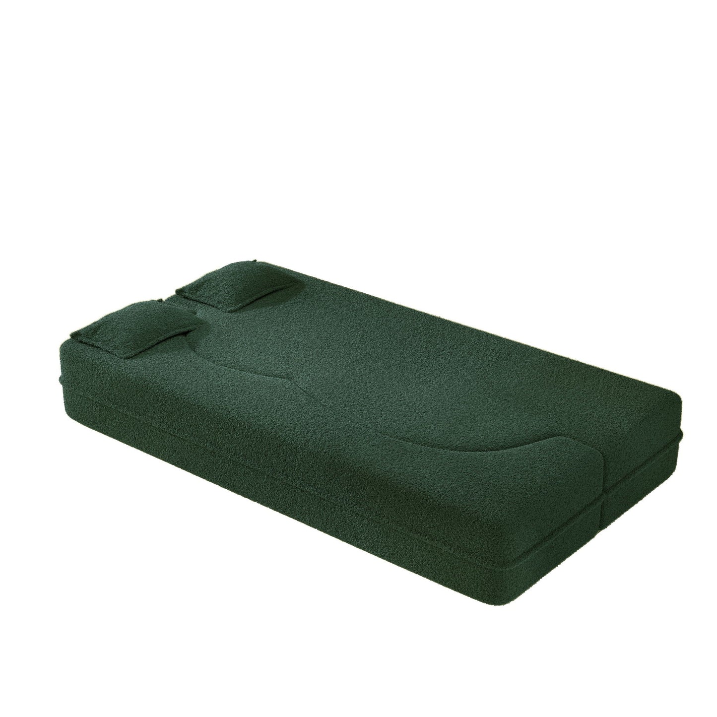 Modern Floor Sleeper Sofa Bed With 2 Pillows, Convertible Twin Size Folding Mattress For Living Room