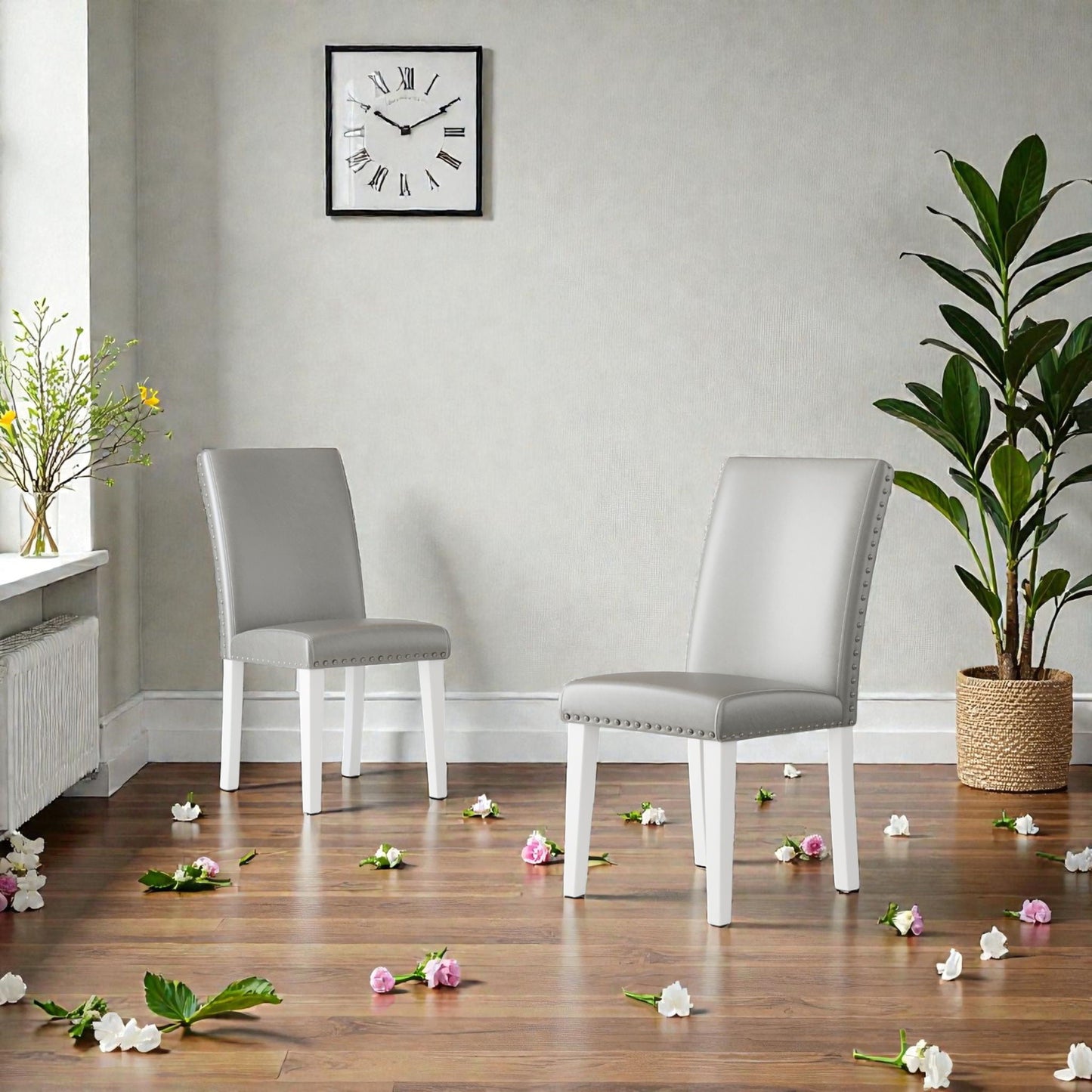 Upholstered Dining Chair With High Back Design (Set of 2)