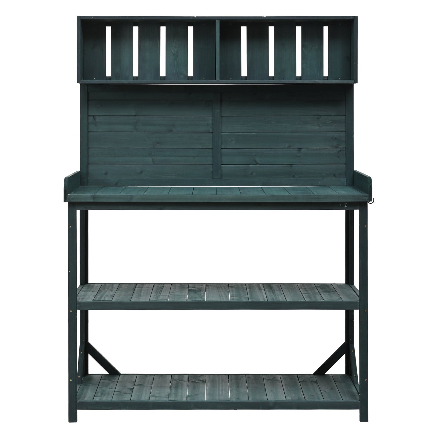 TOPMAX 65" Large Wooden Farmhouse Rustic Outdoor Potting Bench Table