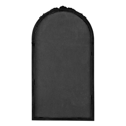 Hand Carved Rose Antique Mirror Frame, Wood Arch Mirror Wall Decor For Living Room
