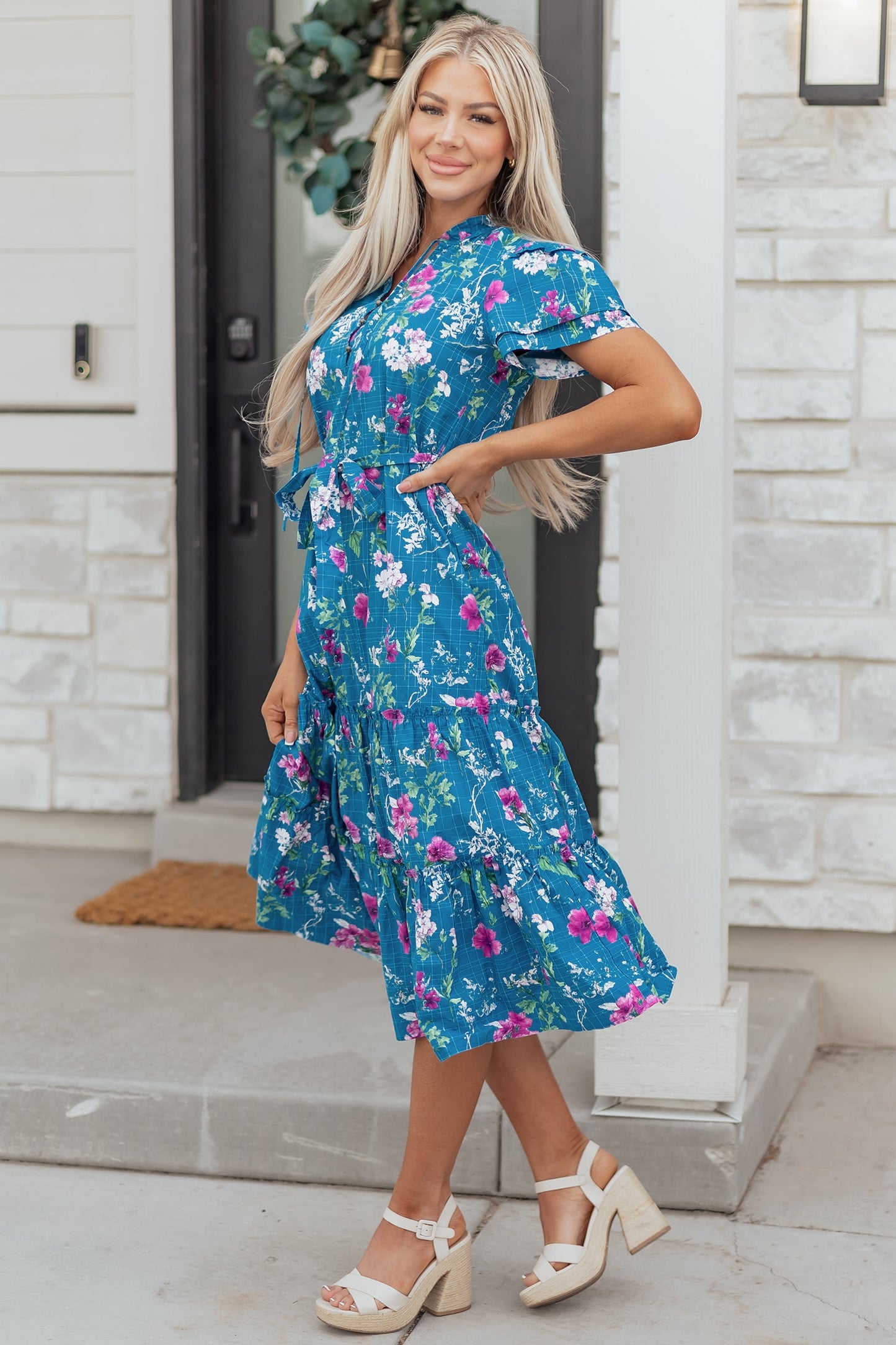 Tessa Tie Belted Long Dress