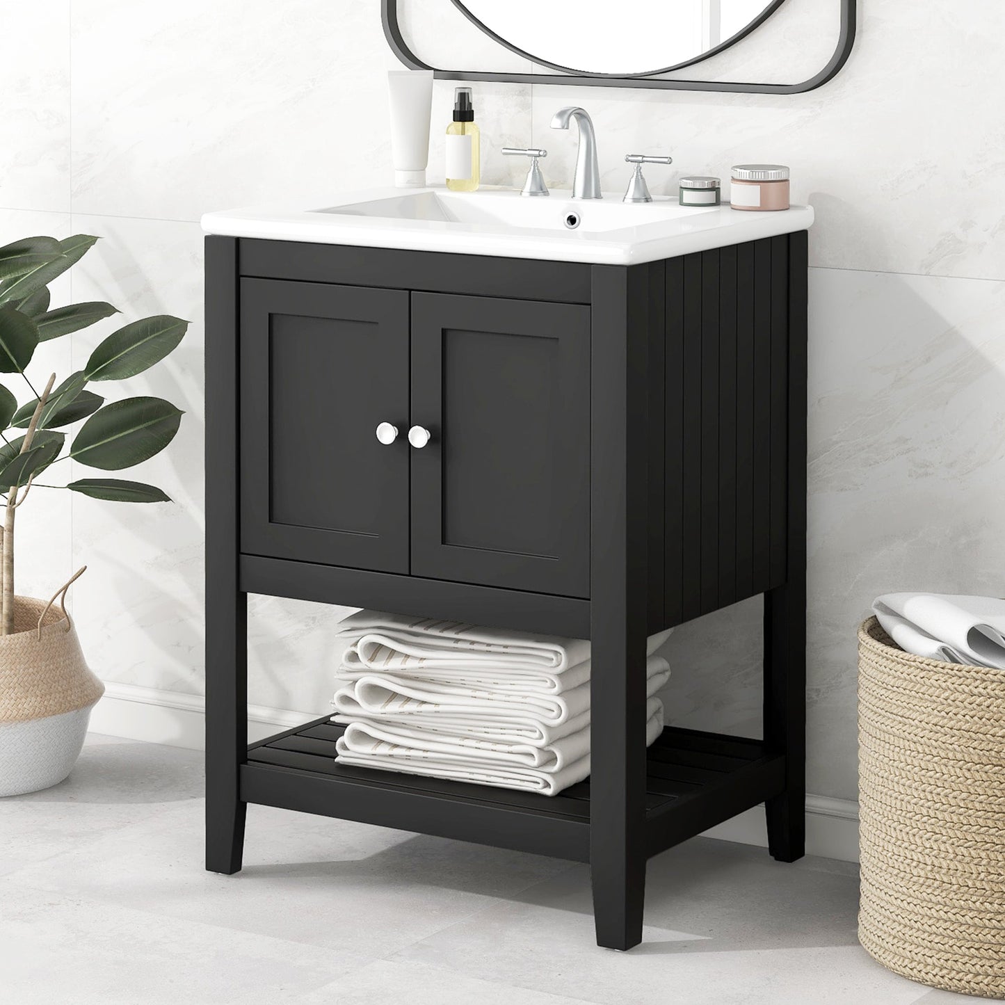 24" Black Bathroom Vanity
