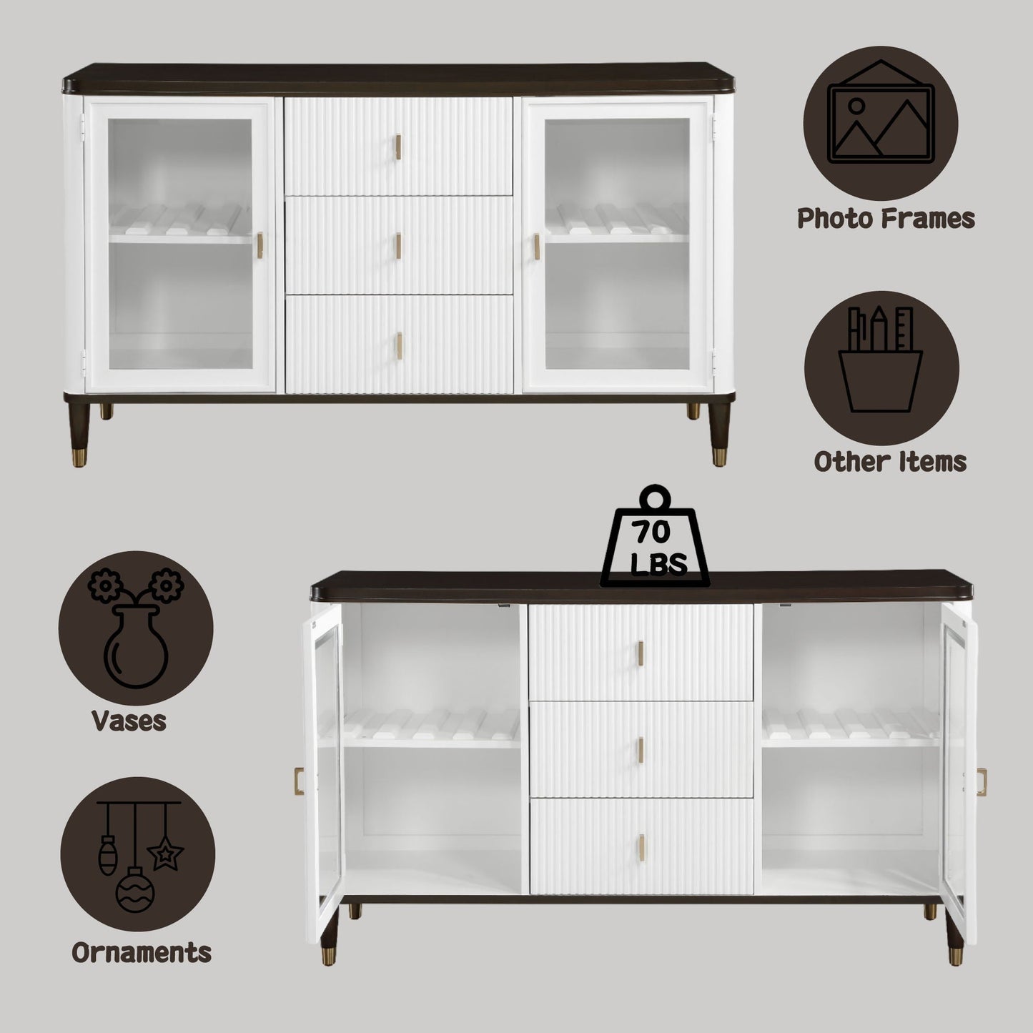 Carene Server Brown / White