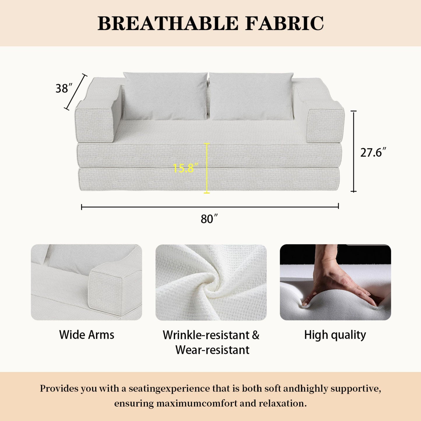 3 Seat Folding Floor Couch & King Size Bed Mattress