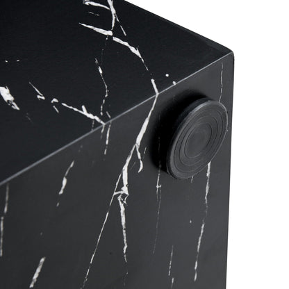 Luxurious Marble Texture Coffee Table Cube Design Elegant Living Room Accent - Black