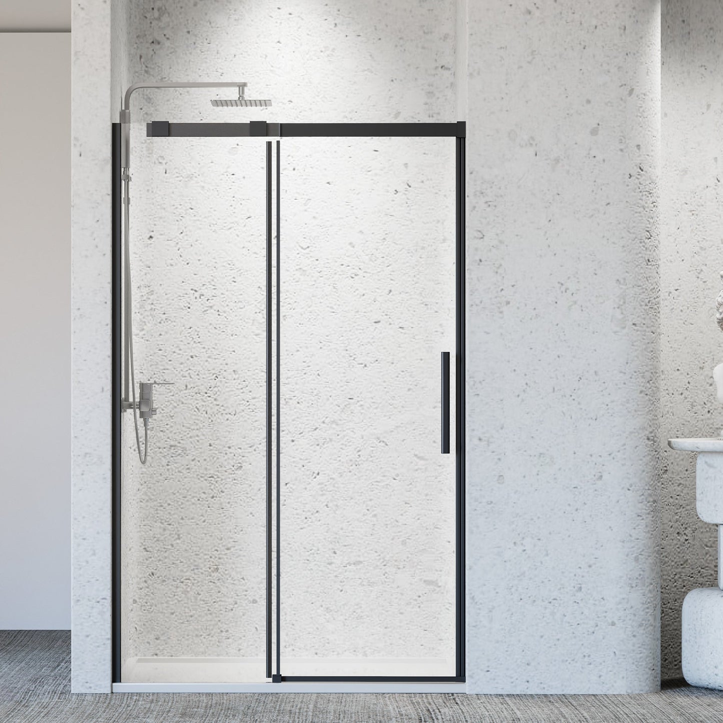 46-48" W x 76" H Frameless Single Sliding Shower Door Matte Glass