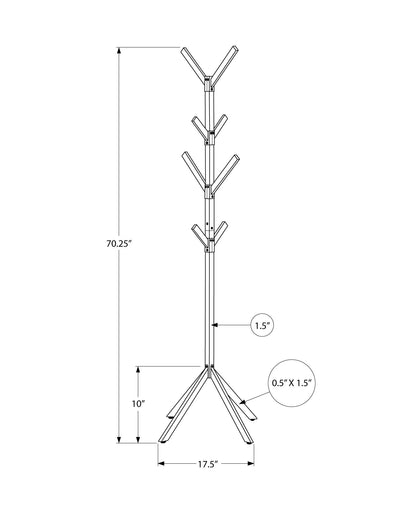 Coat Rack, Hall Tree, Free Standing, 8 Hooks, Entryway, Contemporary & Modern