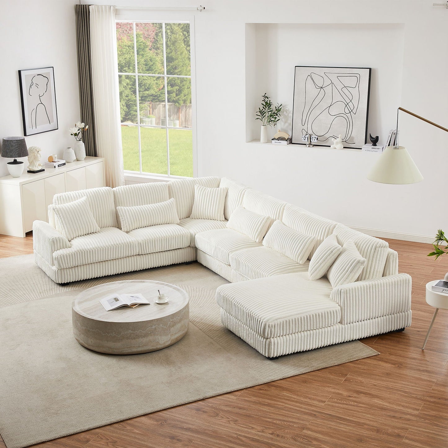 Oversized Sectional Sofa U - Shaped Sofa Couch Modern Sofa Upholstered In Soft With A Chaise Lounge For Living Room