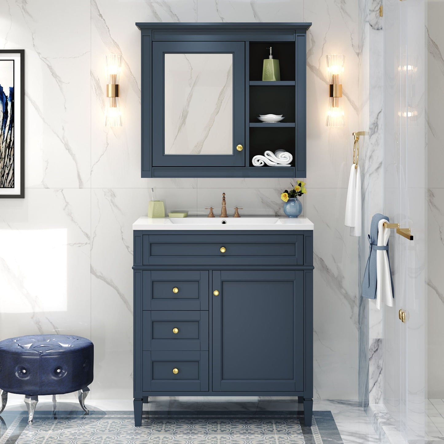 Bathroom Vanity With Medicine Cabinet and Storage