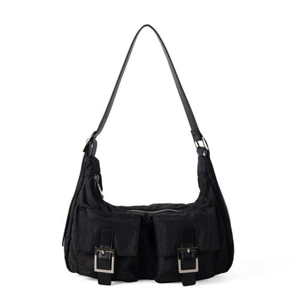 Design multi-pocket lightweight nylon shoulder armpit bag, women's versatile commuter handbag, women hobo bag small