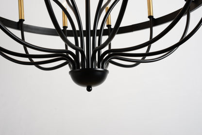 15-Light Industrial Iron Candle Chandelier Modern Farmhouse Pendant Light