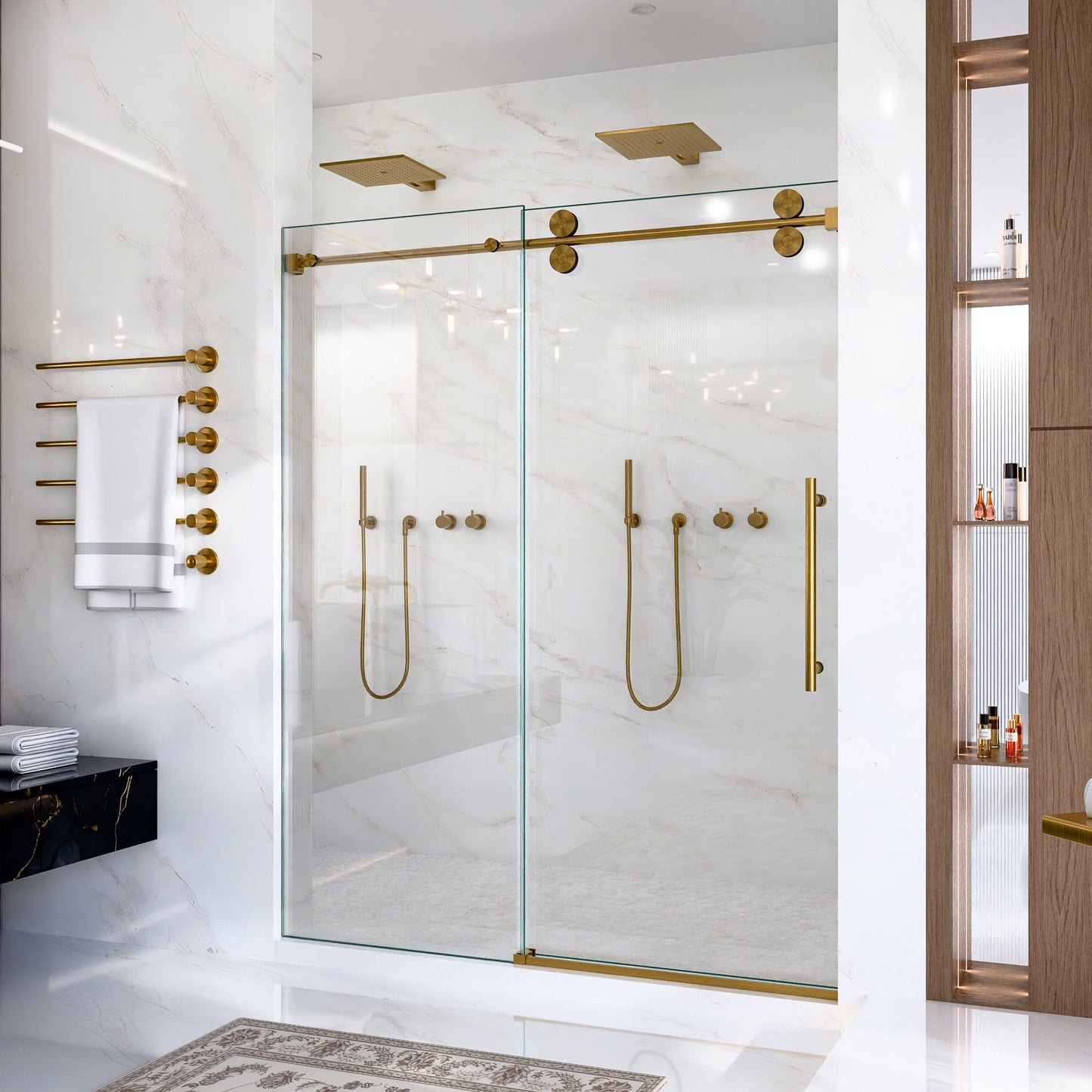 56"-60"W x 72"H Frameless Single Sliding Shower Door
