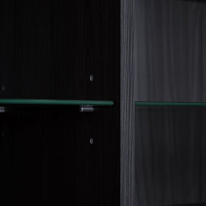 Modern Minimalist Style LED Curio Cabinet With Tempered Glass Door, Metal Legs