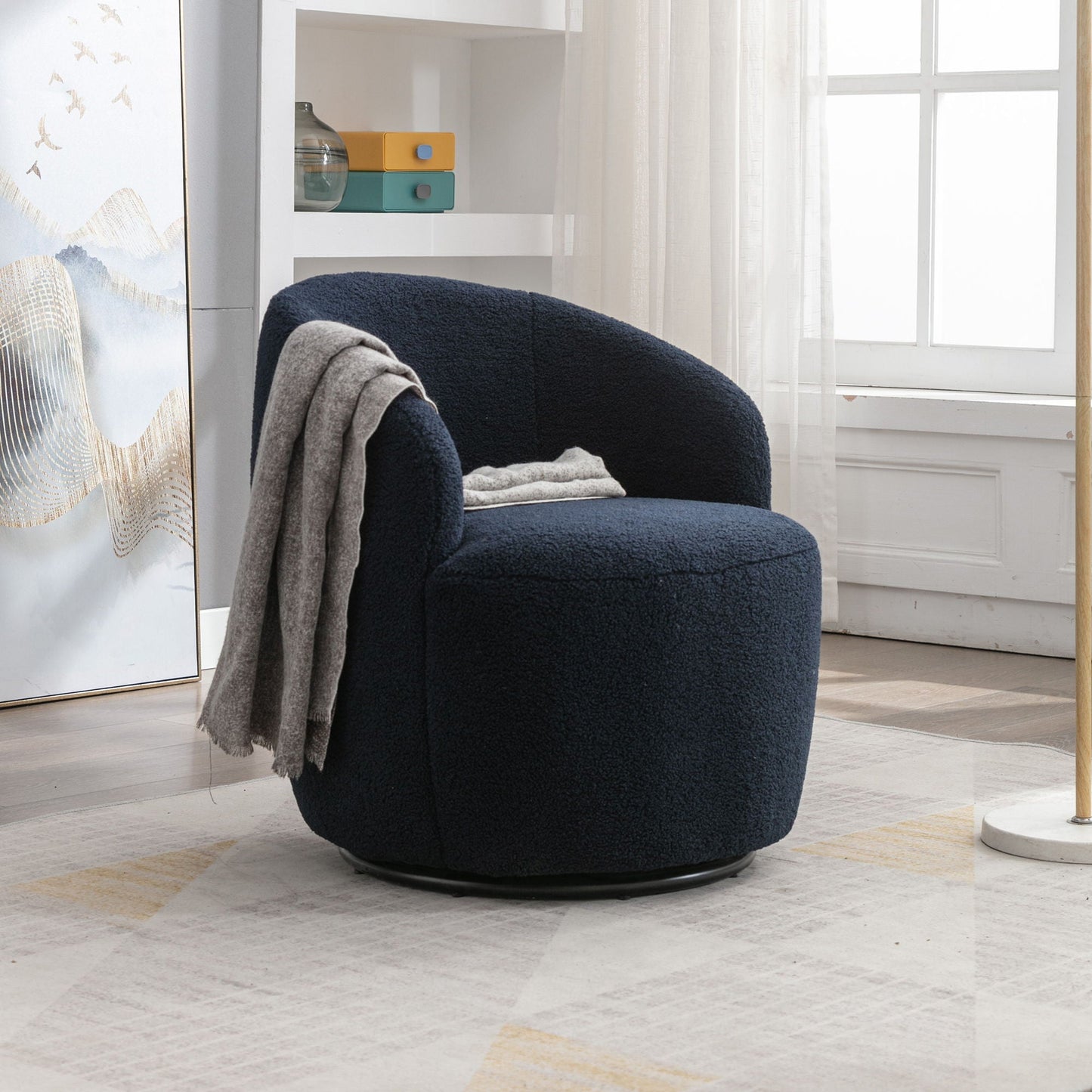 Teddy Fabric Swivel Accent Armchair Barrel Chair