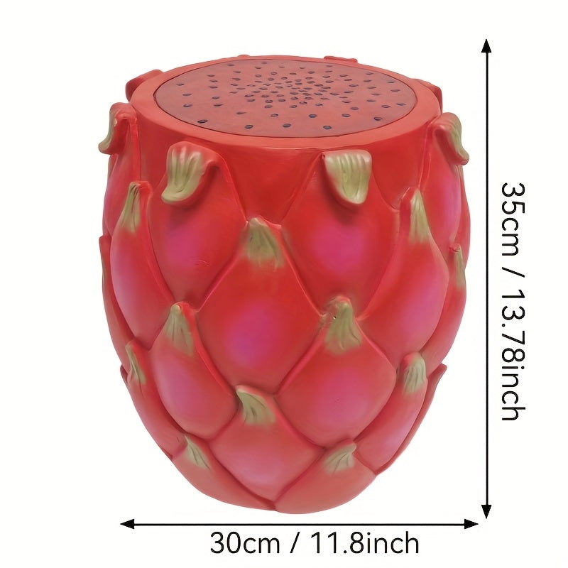 13.4' Oversized Resin Dragon Fruit Stool, Multi-Purpose Side Table & Plant Stand