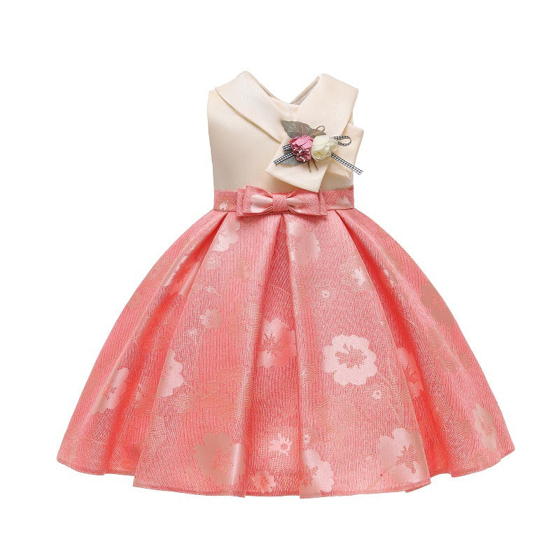 V Neck Flower Temperament Children's Wear