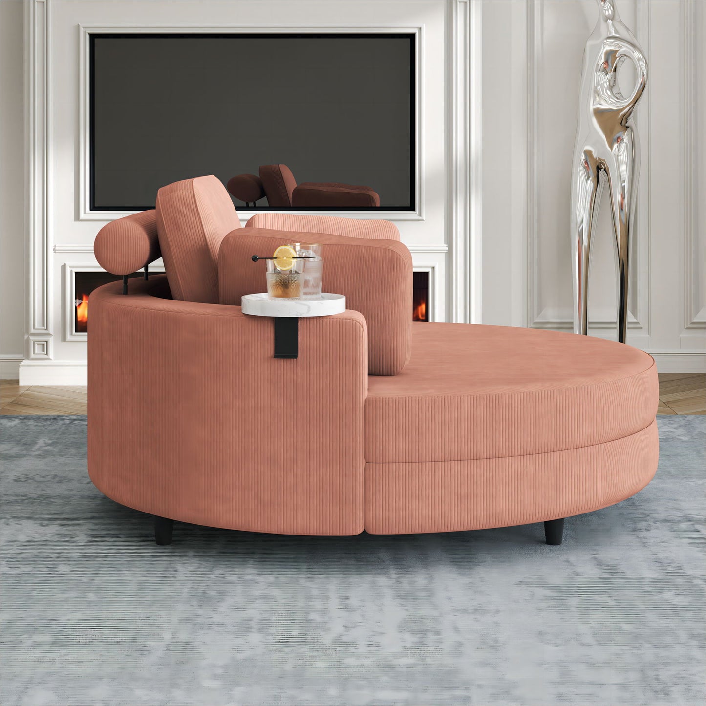 Sofa With Two Throw Pillows And A Waist Pillow With An Extra Tray For Comfortable Seating In Small Apartment Bedrooms
