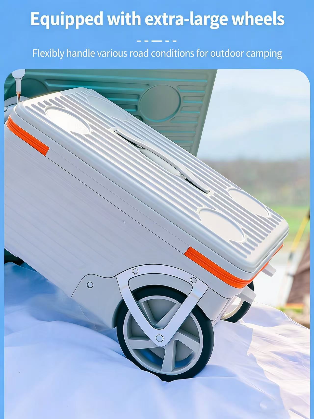 PC Material Large Wheel Luggage, 20 Inches, 24 Inches, TSA Lock, Folding Cup Holder, Outdoor Travel Luggage With Phone Holder And USB Port, Portable Rolling Luggage