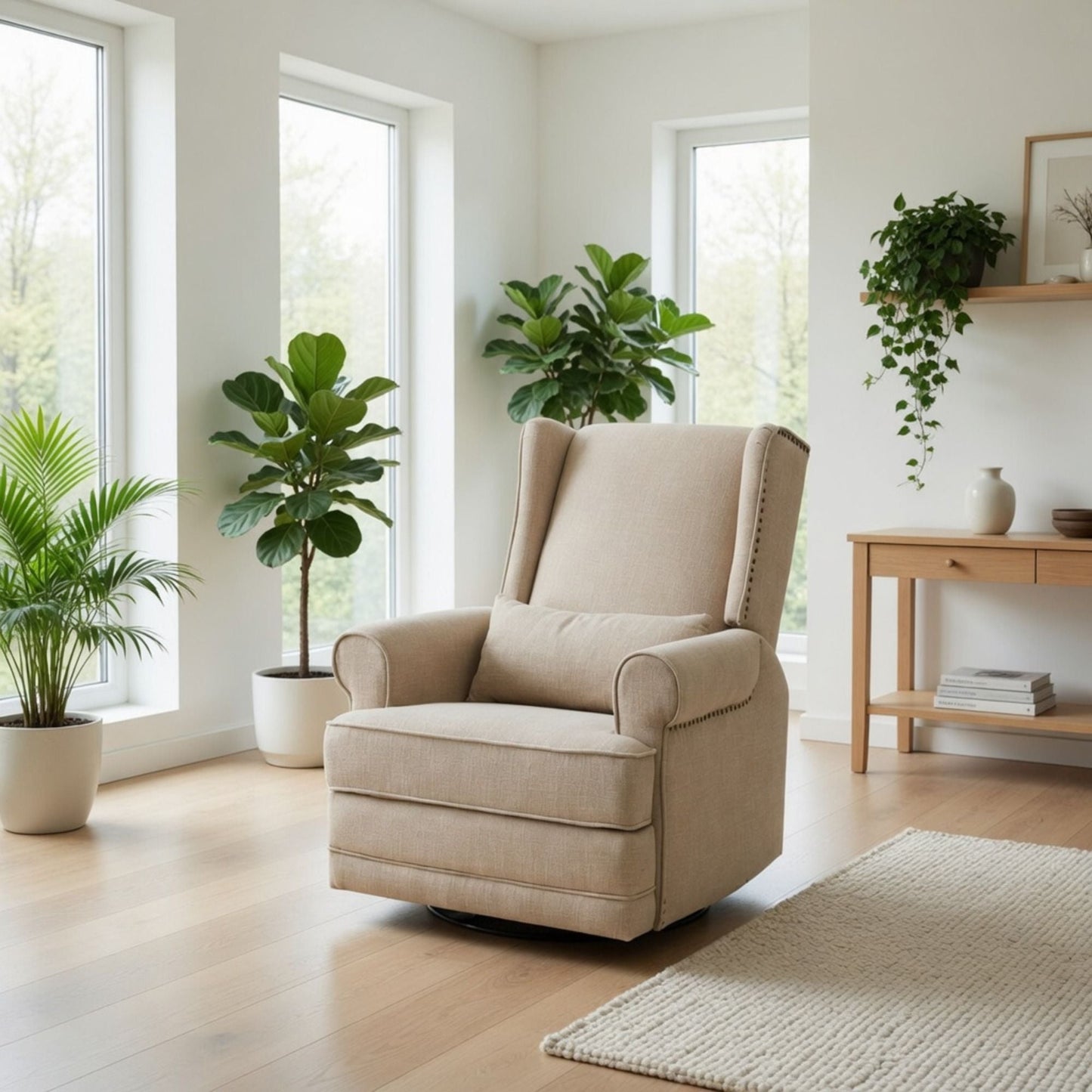 Extra Wide Swivel Recliner Glider Chair With Footrest
