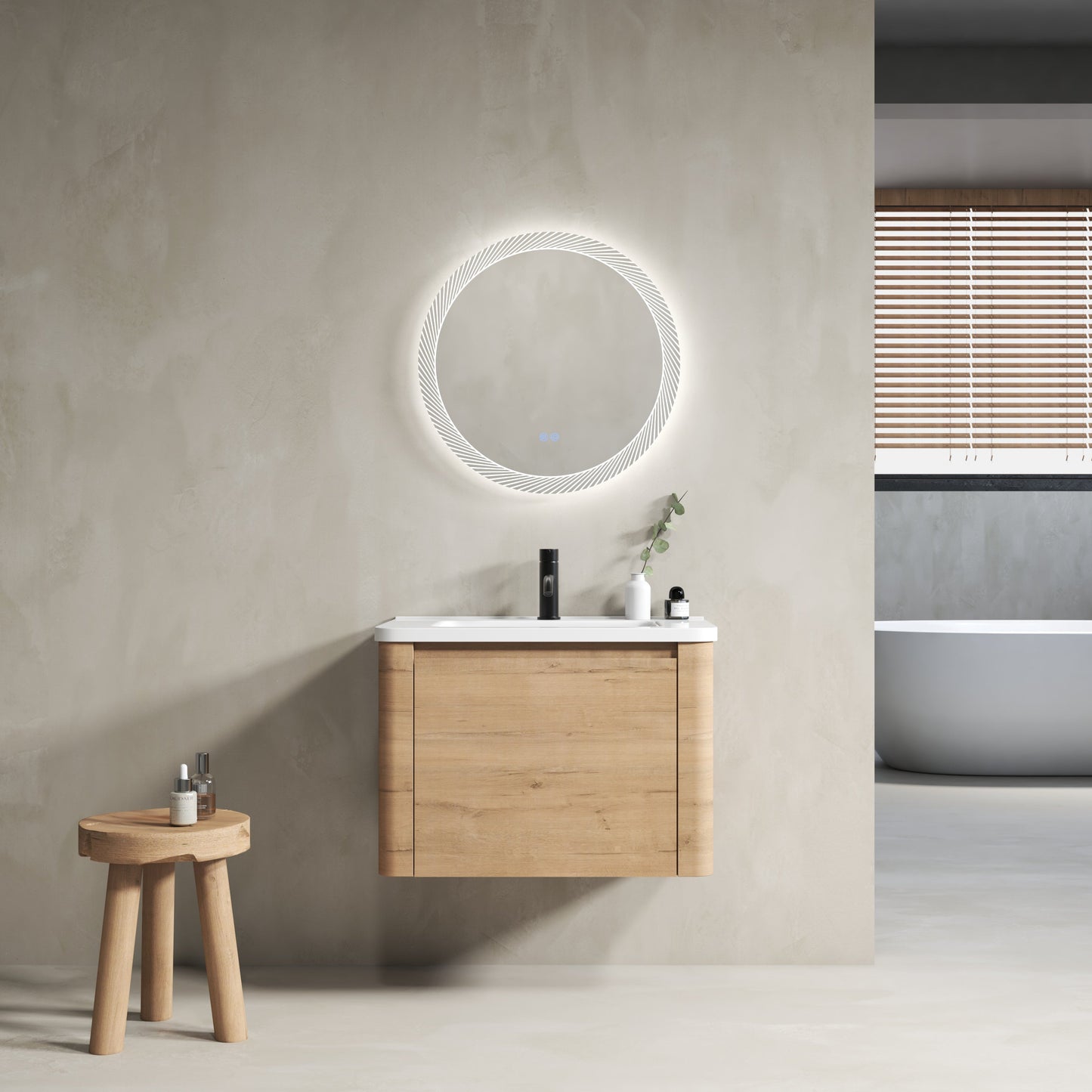 28'' Wall-Mounted Bathroom Vanity with Ceramic Sink
