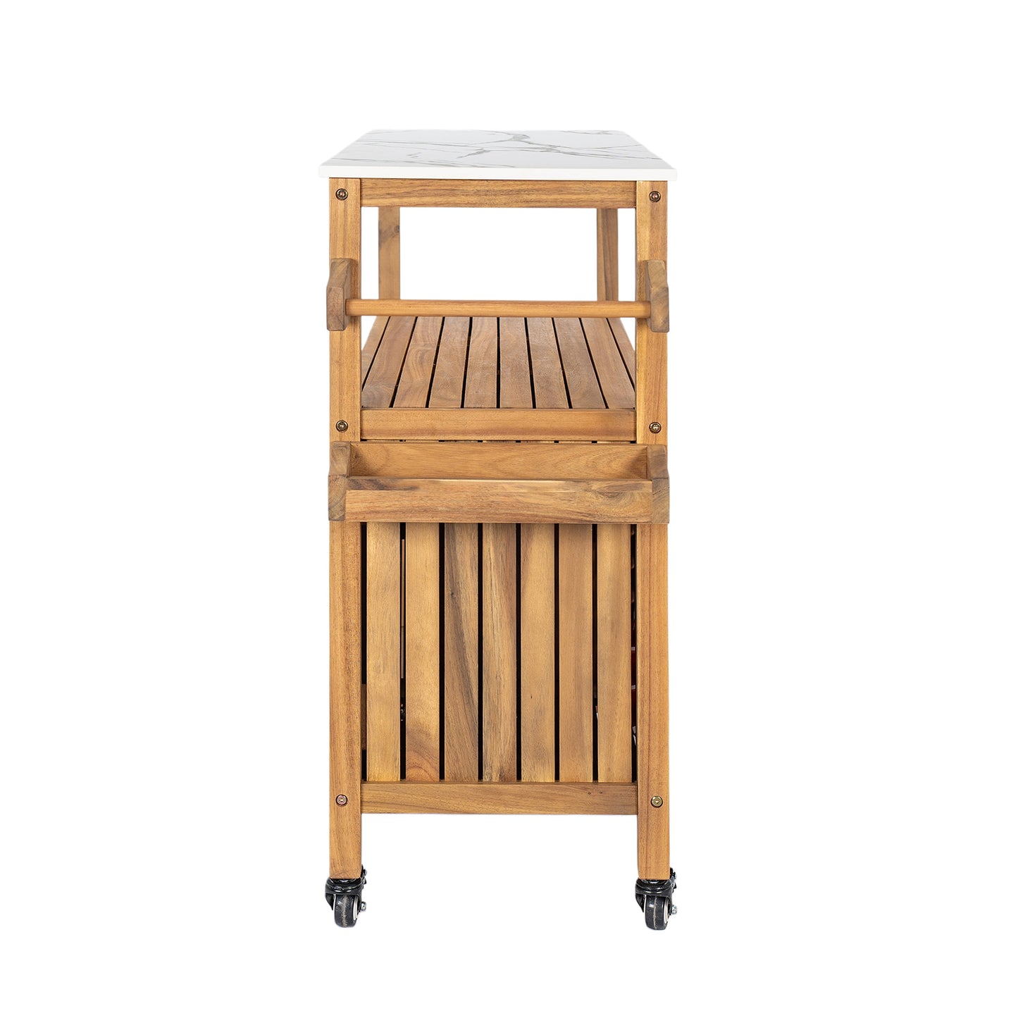 Outdoor Patio Acacia Wood Bar Cart
